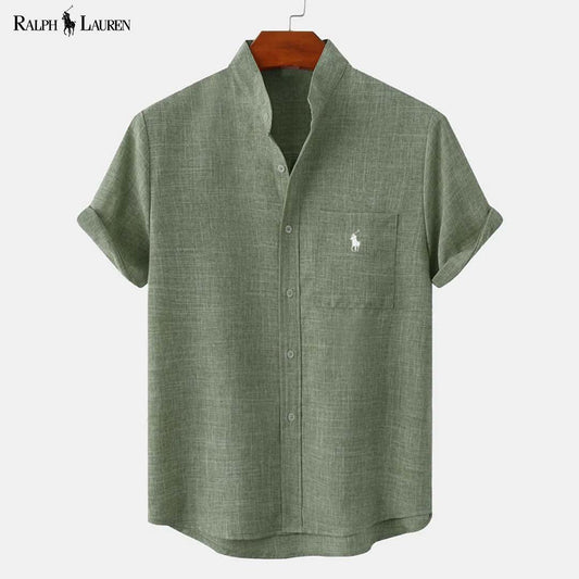 RL Men's Stand-Up Collar Shirt with Pocket