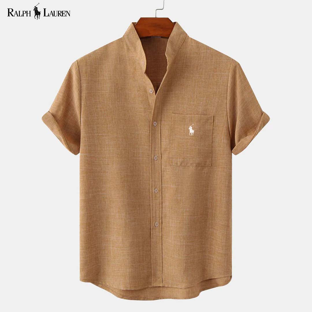 RL Men's Stand-Up Collar Shirt with Pocket