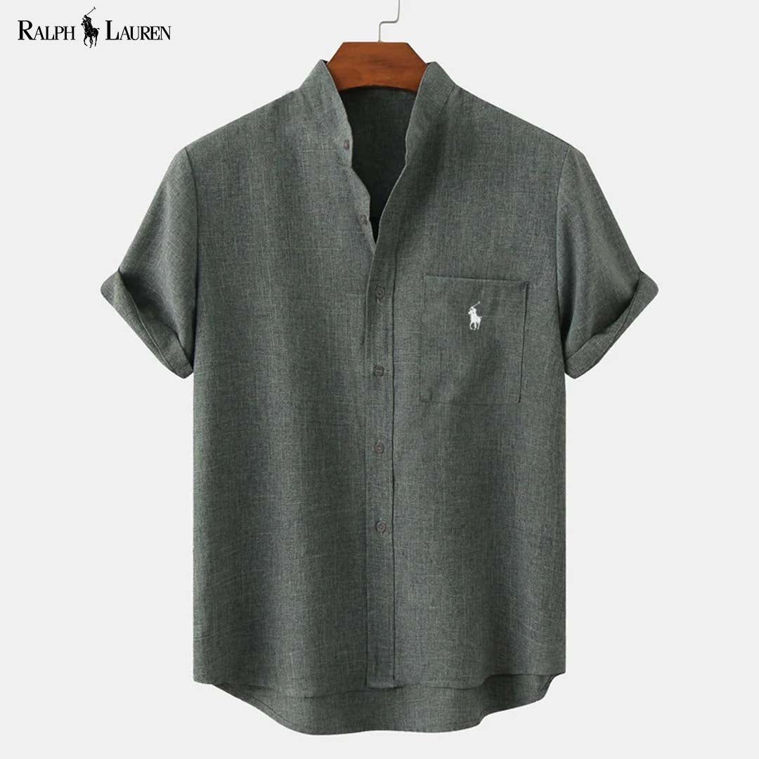 RL Men's Stand-Up Collar Shirt with Pocket
