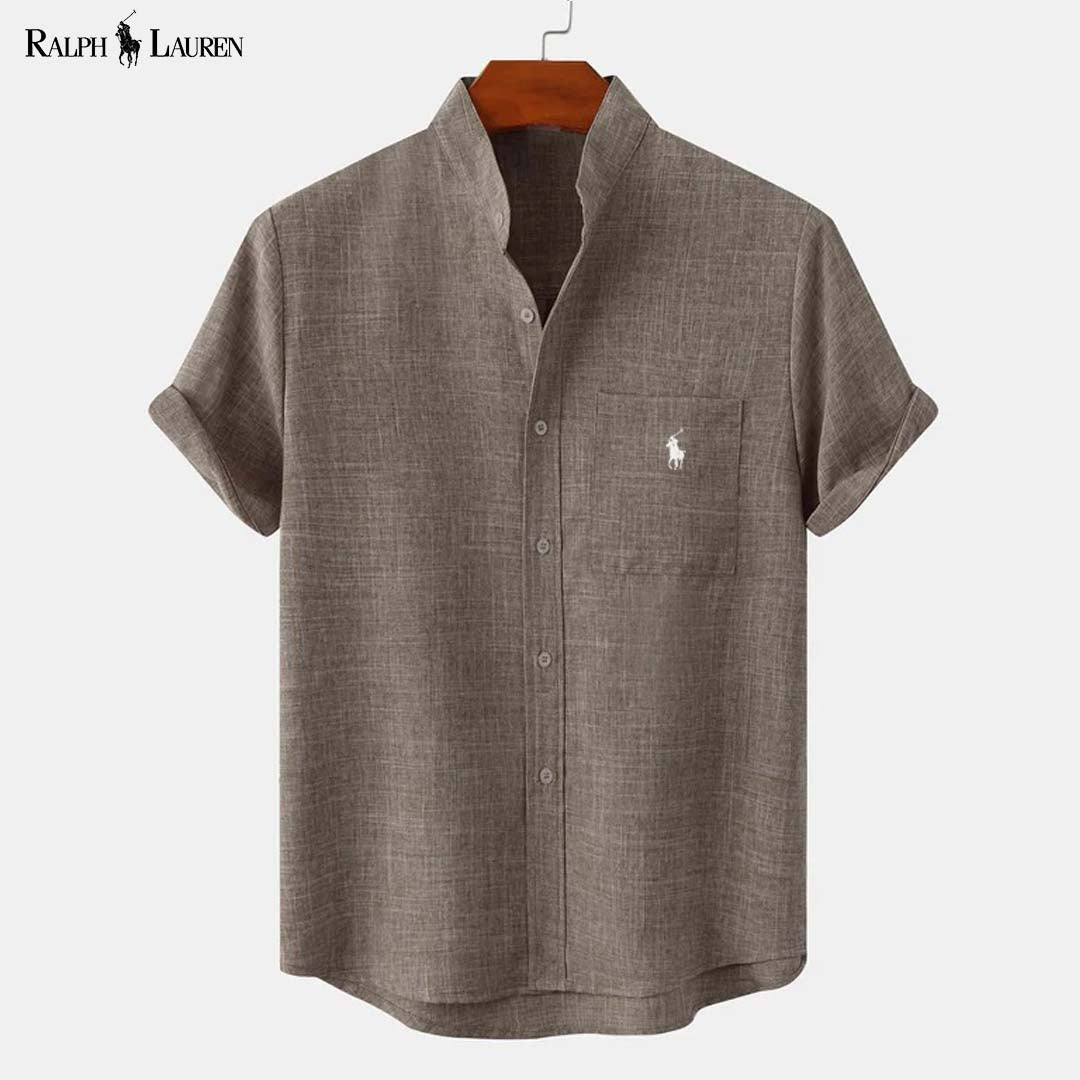 RL Men's Stand-Up Collar Shirt with Pocket