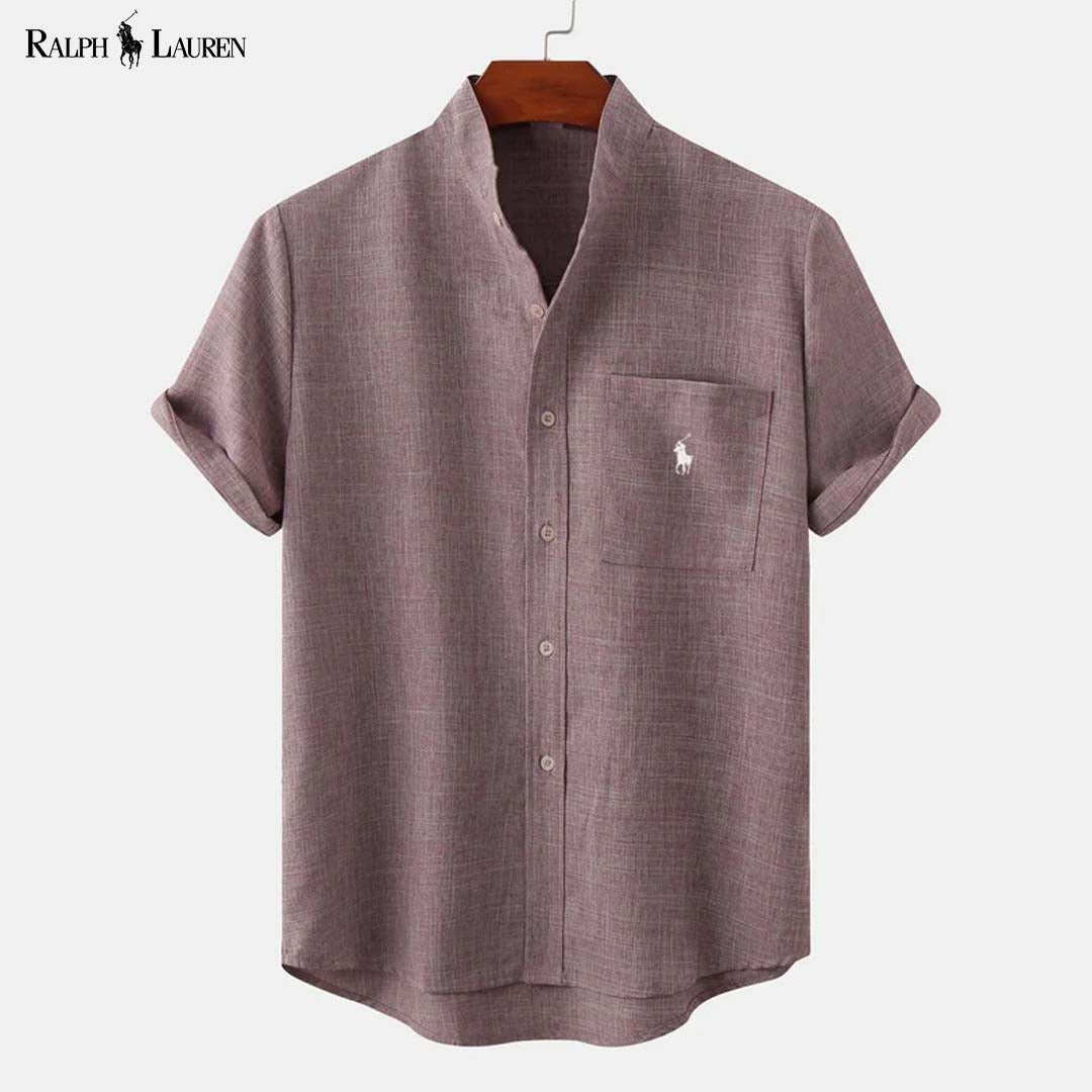 RL Men's Stand-Up Collar Shirt with Pocket