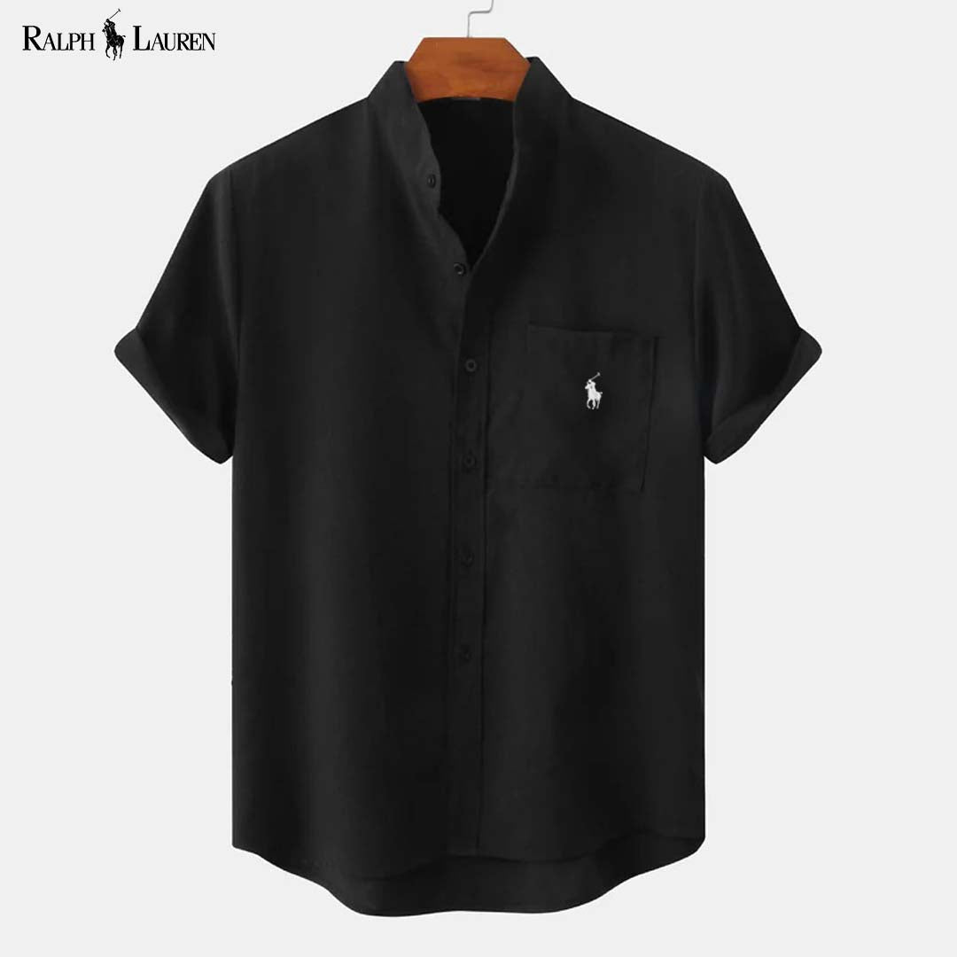 RL Men's Stand-Up Collar Shirt with Pocket