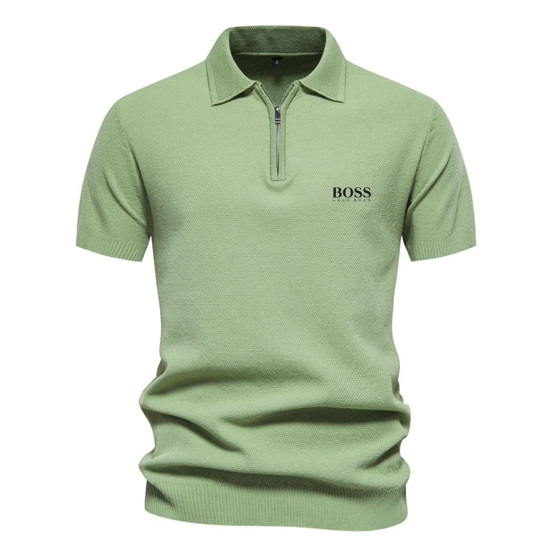 ΒOՏՏ Short Sleeve Half Zip Polo
