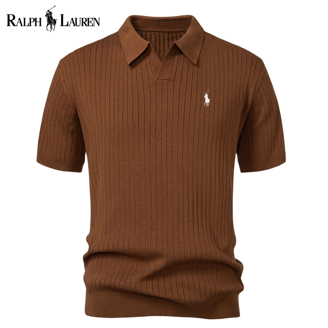 RL Striped V-Neck Knit Polo