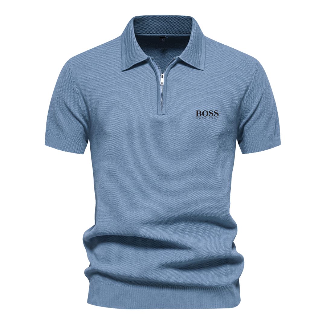 ΒOՏՏ Short Sleeve Half Zip Polo