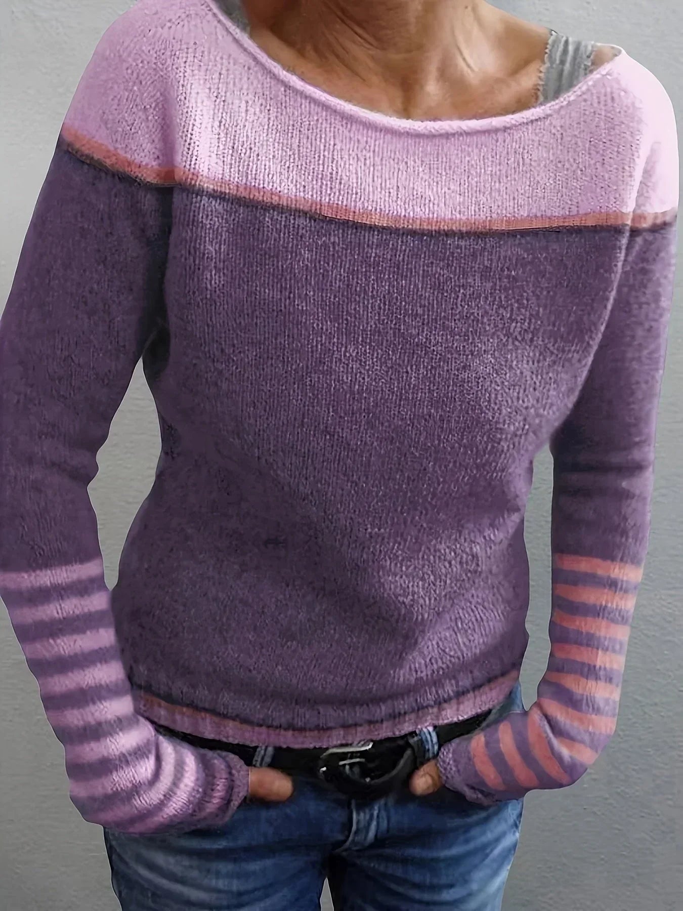 Women's Striped Long Sleeve Sweater
