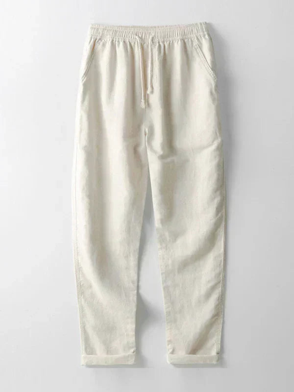 Straight cotton and linen pants