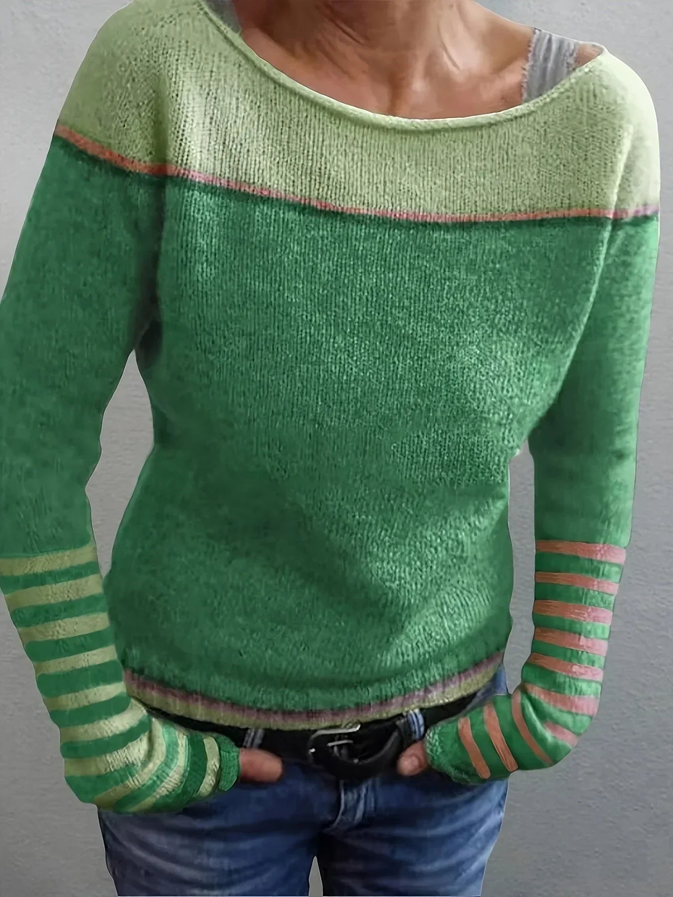 Women's Striped Long Sleeve Sweater