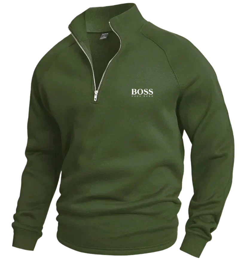 BOSS Half-zip cotton sweater