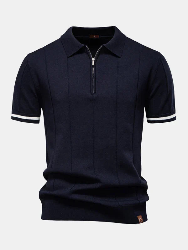 Knitted polo shirt and slim tapered pants