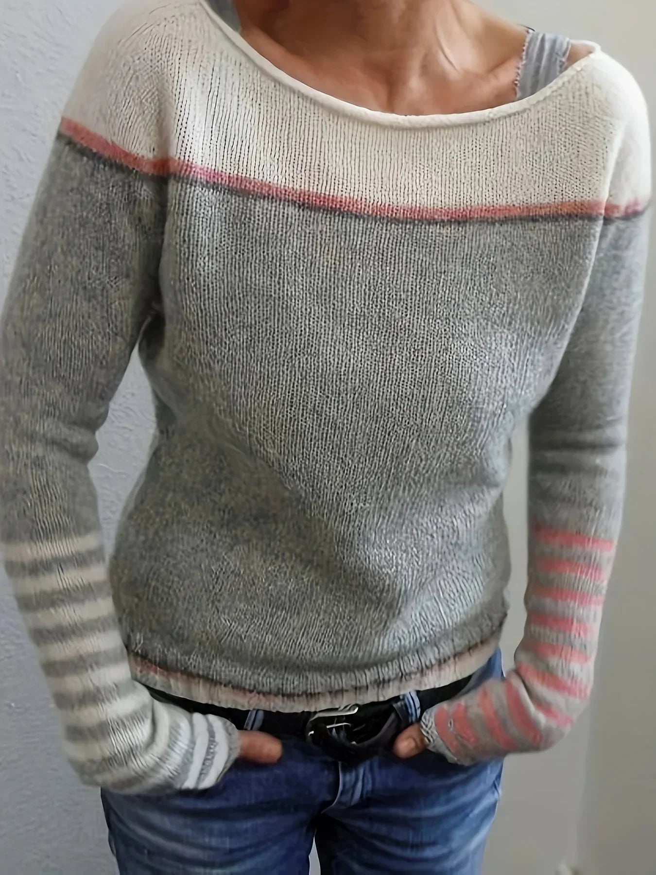 Women's Striped Long Sleeve Sweater