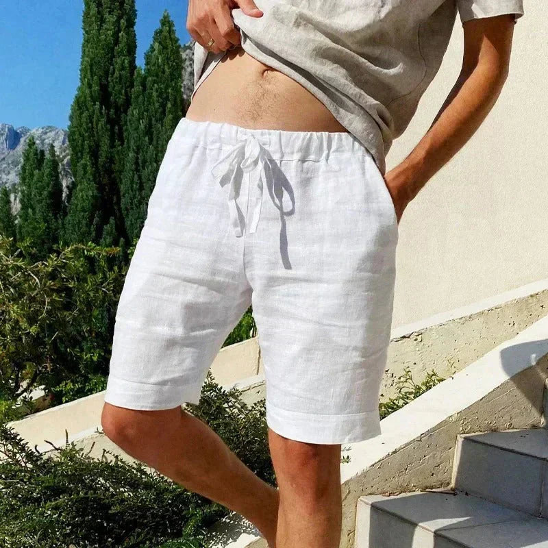 Breathable cotton and linen shorts
