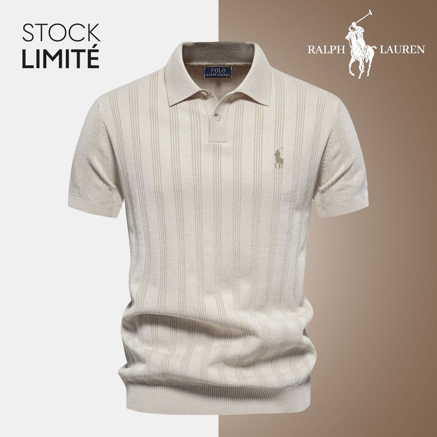 Men's Textured Knit Polo Shirt RL