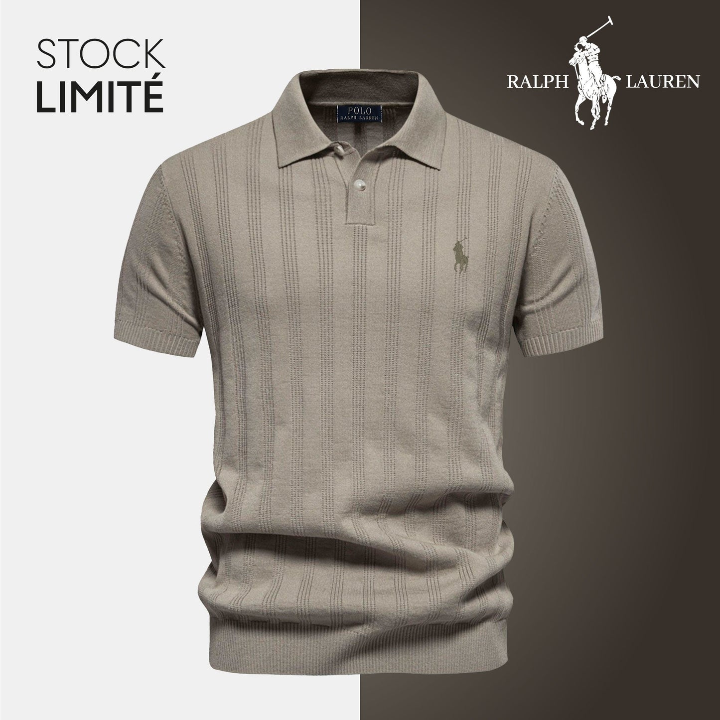 Men's Textured Knit Polo Shirt RL