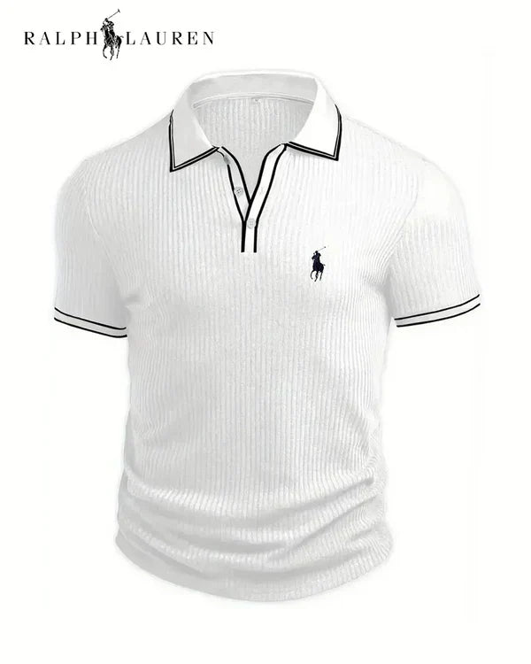 RL Polo with contrast collar and textured fabric