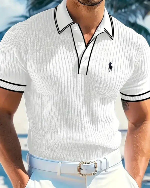 RL Polo with contrast collar and textured fabric