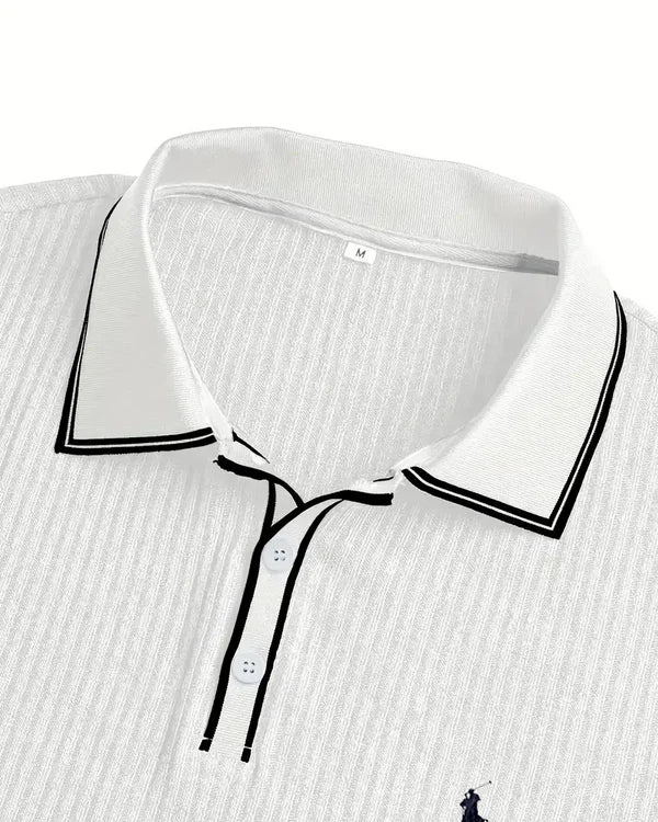 RL Polo with contrast collar and textured fabric