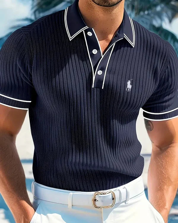 RL Polo with contrast collar and textured fabric