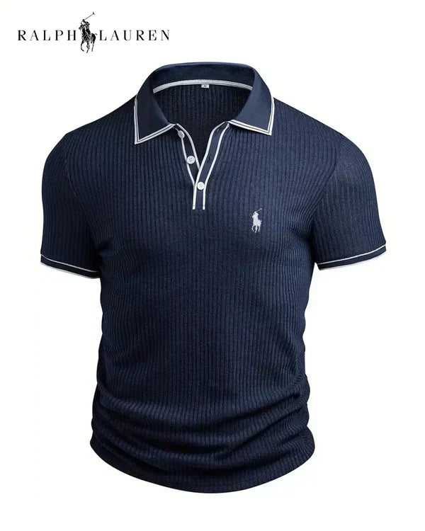 RL Polo with contrast collar and textured fabric