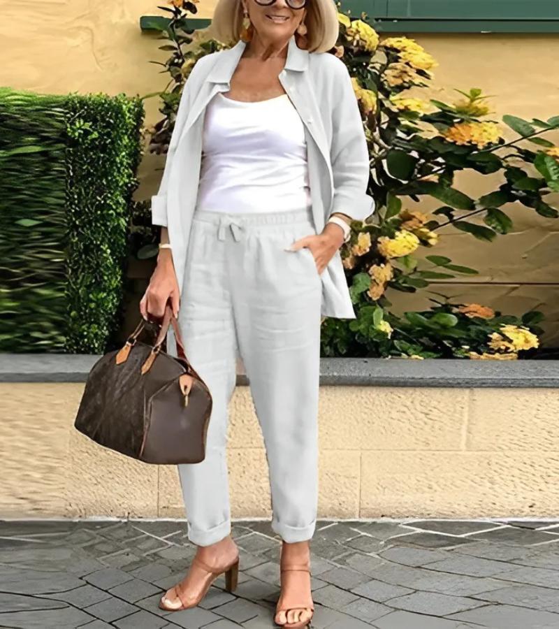 Martina - Linen and Cotton Shirt and Trousers Set