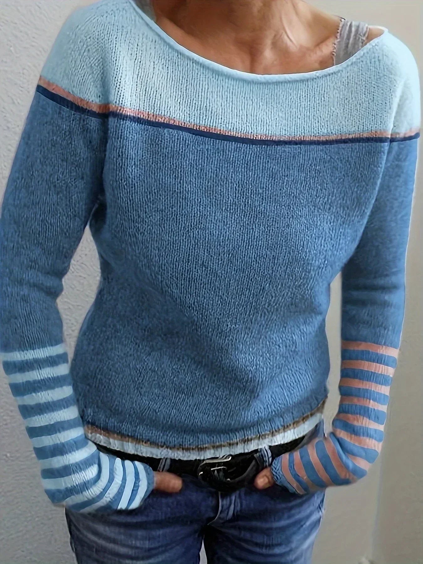 Women's Striped Long Sleeve Sweater