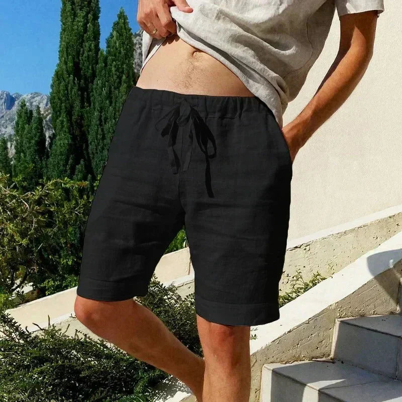 Breathable cotton and linen shorts