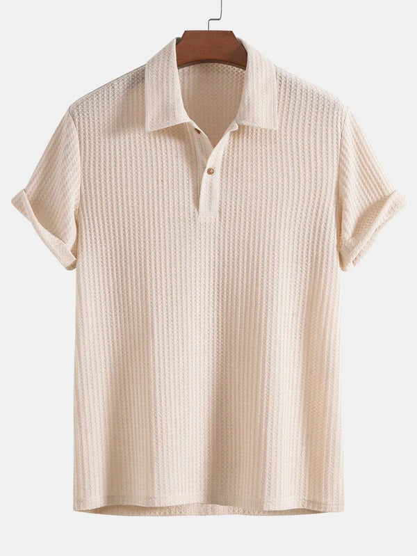 Waffle knit polo shirt