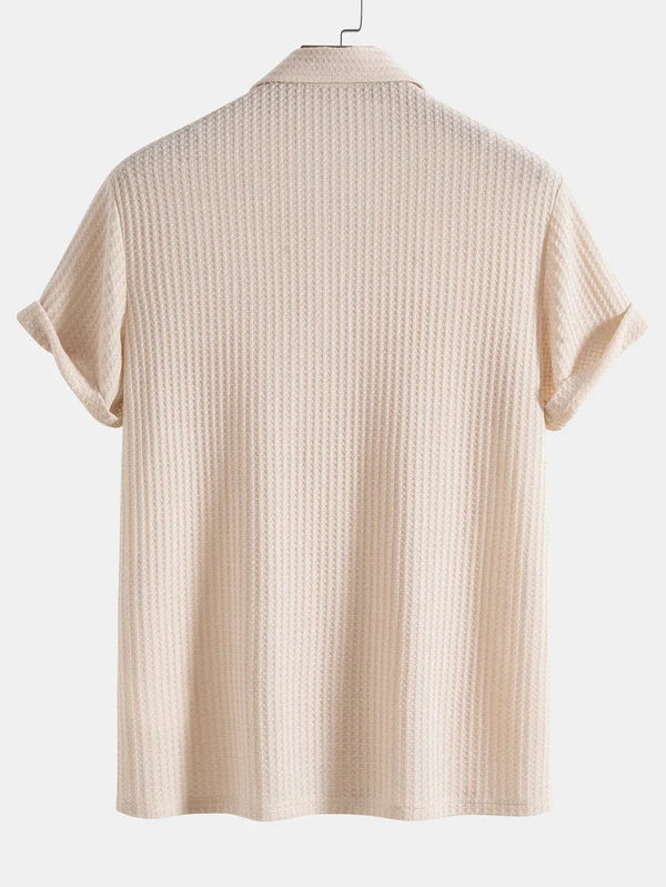 Waffle knit polo shirt
