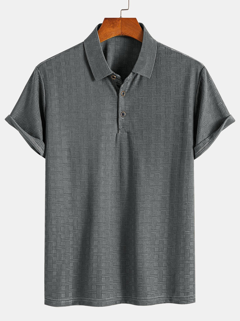 Textured knit polo shirt