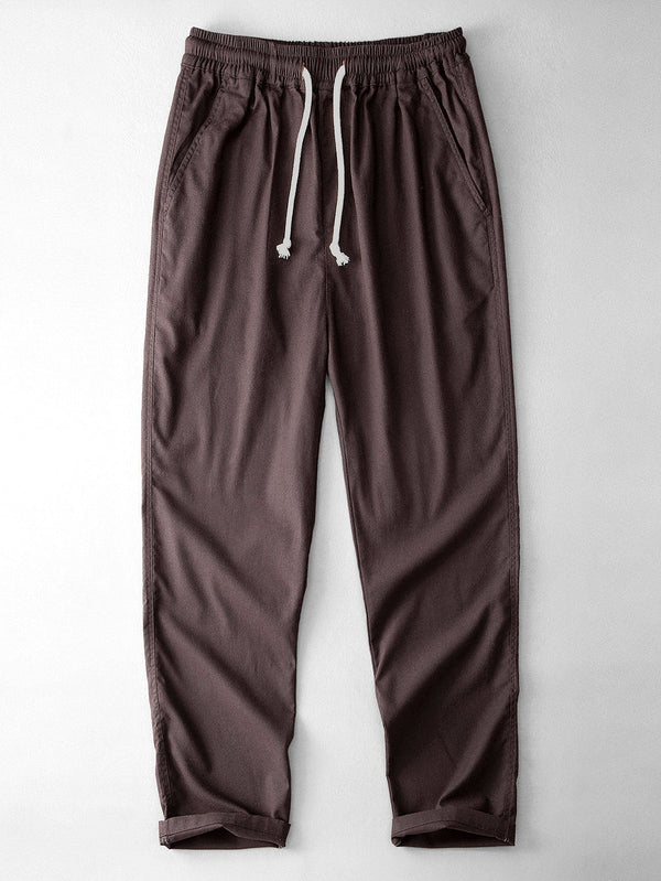 Straight cotton and linen pants