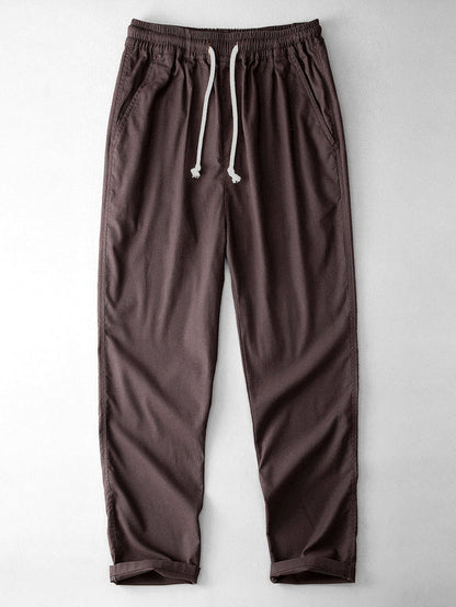 Straight cotton and linen pants
