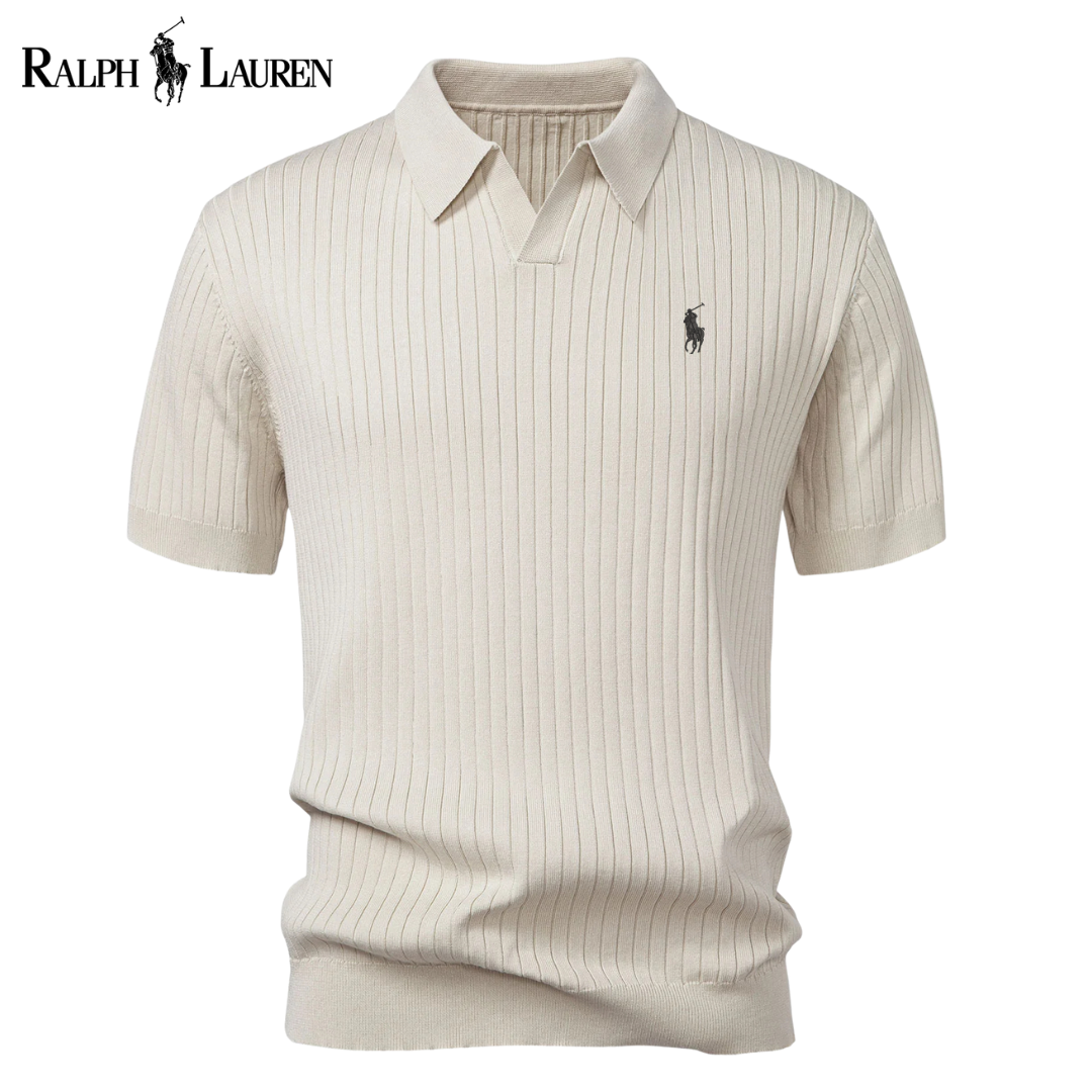 RL Striped V-Neck Knit Polo