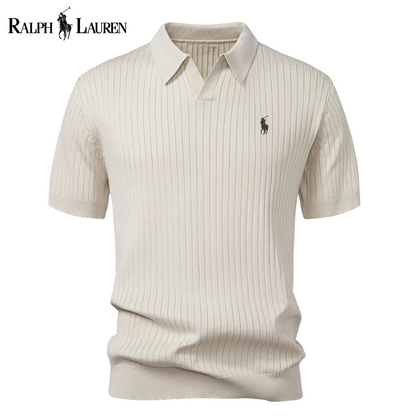 RL Striped V-Neck Knit Polo