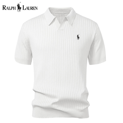 RL Striped V-Neck Knit Polo