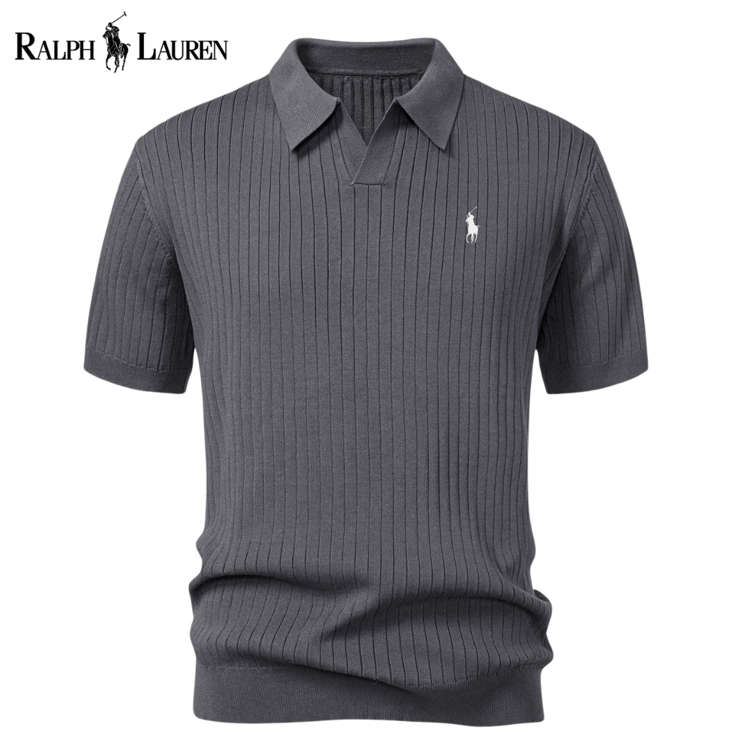 RL Striped V-Neck Knit Polo