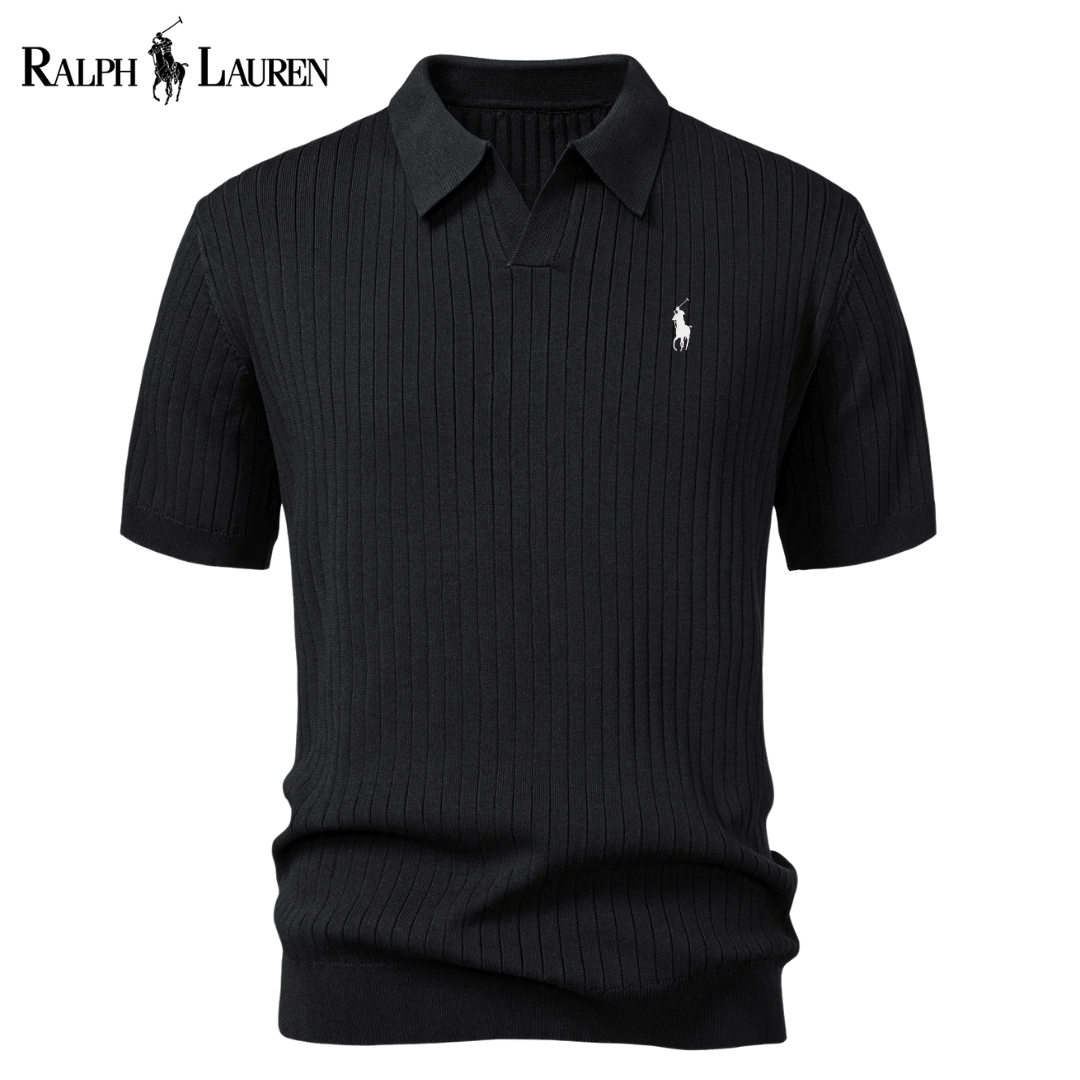 RL Striped V-Neck Knit Polo
