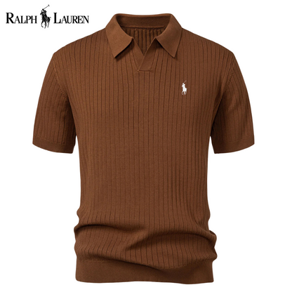 RL Striped V-Neck Knit Polo