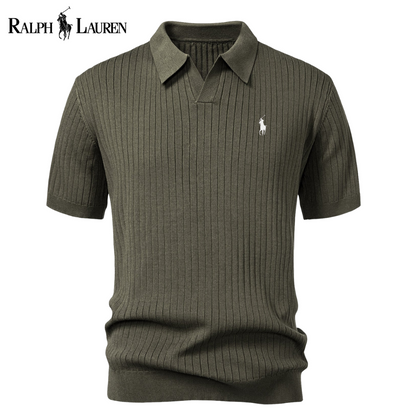 RL Striped V-Neck Knit Polo