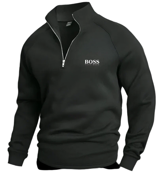 BOSS Half-zip cotton sweater