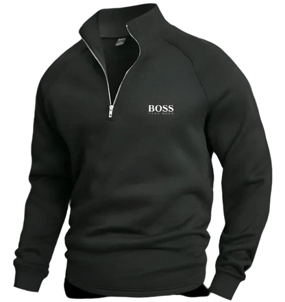 BOSS Half-zip cotton sweater