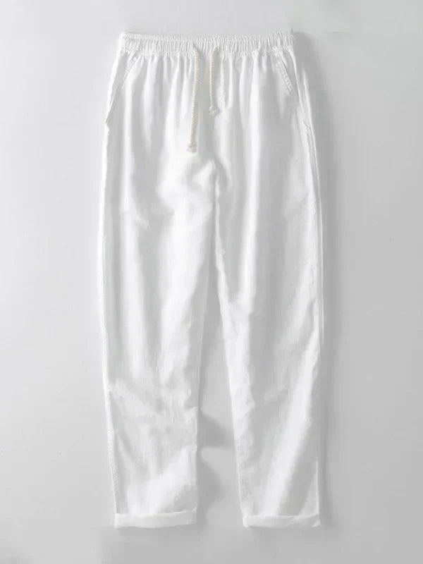 Straight cotton and linen pants