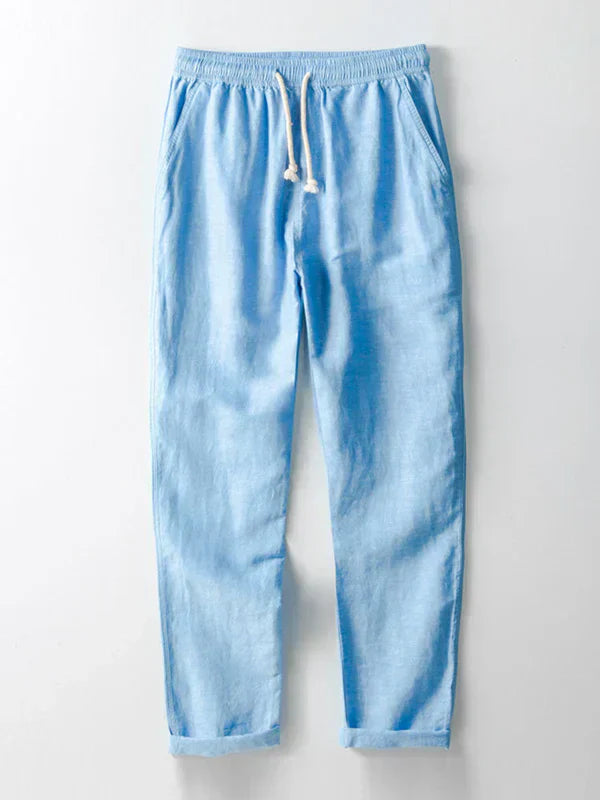 Straight cotton and linen pants