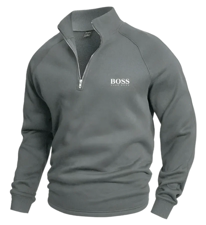 BOSS Half-zip cotton sweater