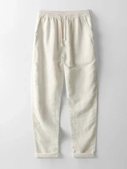 Straight cotton and linen pants