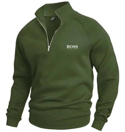 BOSS Half-zip cotton sweater
