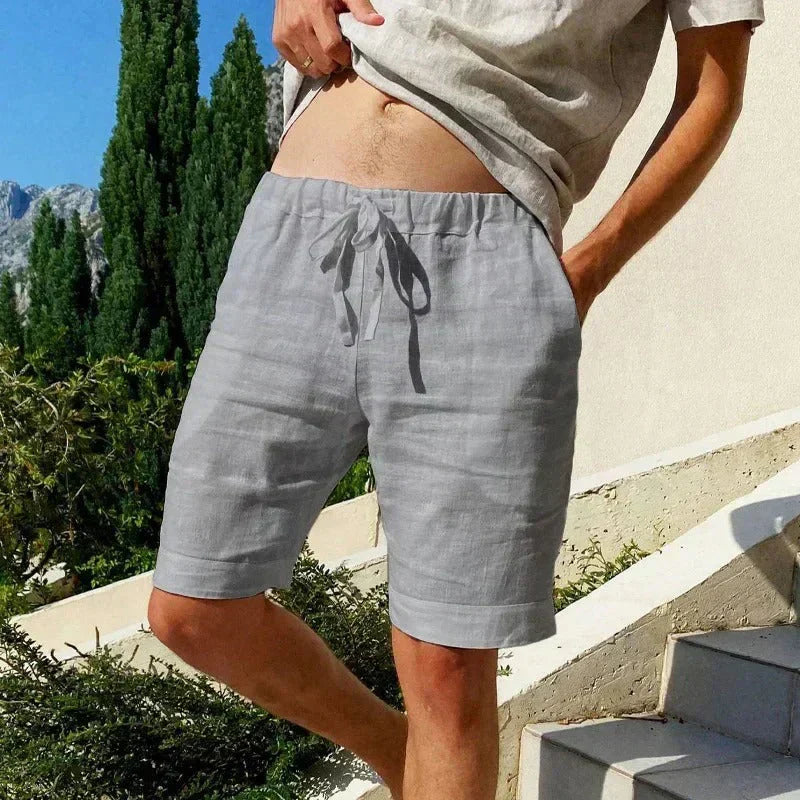 Breathable cotton and linen shorts