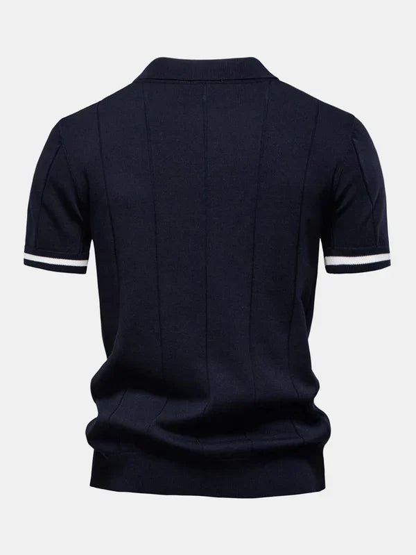 Knitted polo shirt and slim tapered pants
