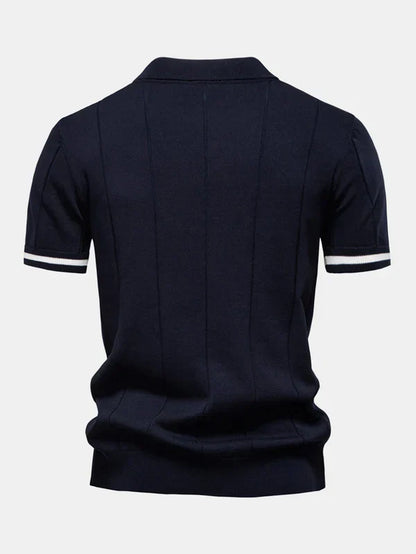 Knitted polo shirt and slim tapered pants