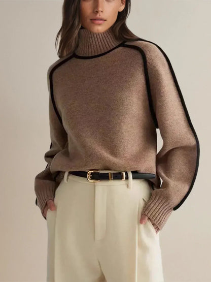 Alice | Cashmere turtleneck sweater with contrasting trim.