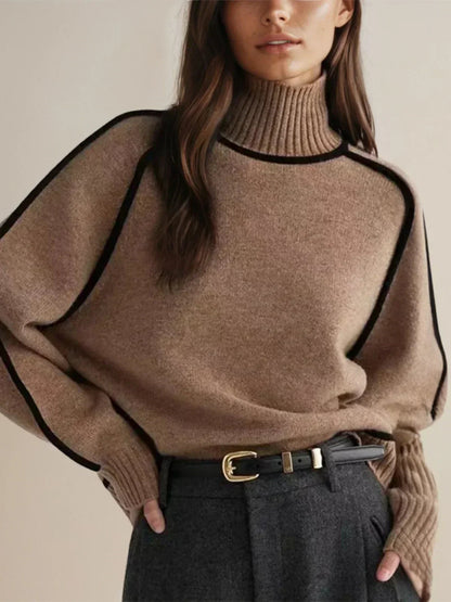 Alice | Cashmere turtleneck sweater with contrasting trim.